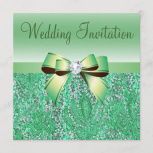 Invitación La boda verde de las lentejuelas, del arco y de