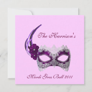 Invitación "La bola del Mardi Gras 2011 de _____" - Púrpura r