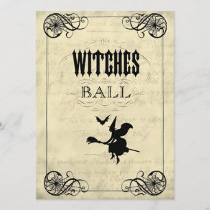 Invitación La bola Halloween de las brujas