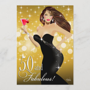 Invitación La bomba de Diva Glam cumple 50 años  Oro
