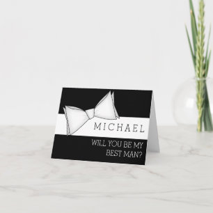 Invitación La Bowtie blanca en negro será mi mejor hombre