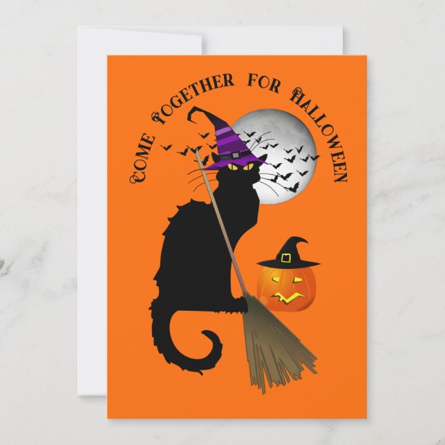 Invitación La Bruja de Halloween de Le Chat Noir (Anverso)