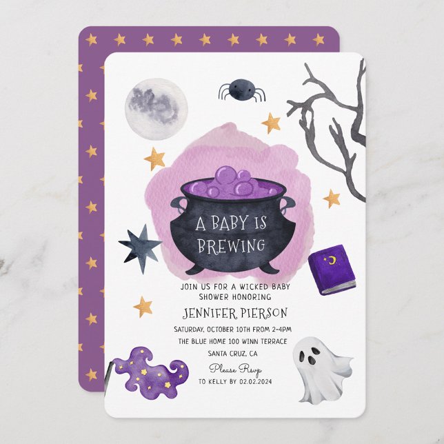Invitación La Bruja De Halloween Un Bebé Está Preparando Baby (Subido por el creador)