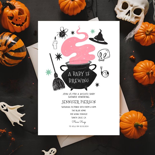 Invitación La Bruja De Halloween Un Bebé Está Preparando Baby (Subido por el creador)