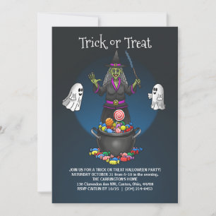 Invitación La Bruja y el Truco o Trato de los Fantasmas