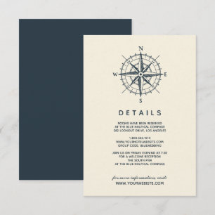 Invitación La brújula azul Detalles del invitado del Boda