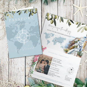 Invitación La brújula del mapa mundial del pasaporte Boda de 