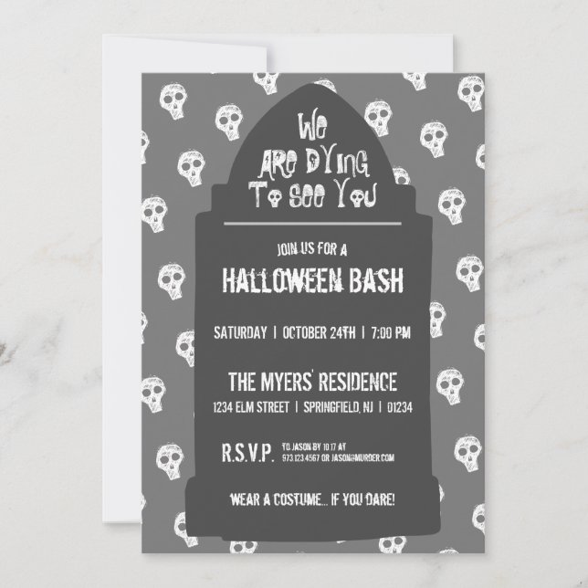 Invitación La cabeza de Halloween está muriendo por verte (Anverso)