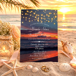 Invitación La cadena veraniega del atardecer ilumina la boda 