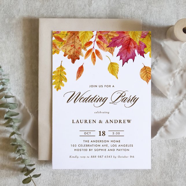 Invitación La caída de acuarela deja la fiesta de la boda de  (Subido por el creador)