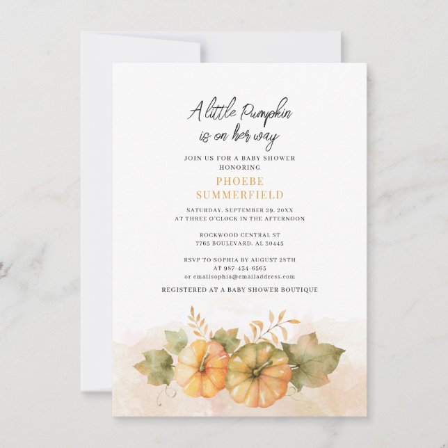 Invitación La caída de la roya deja pequeñas calabazas en el  (Anverso)