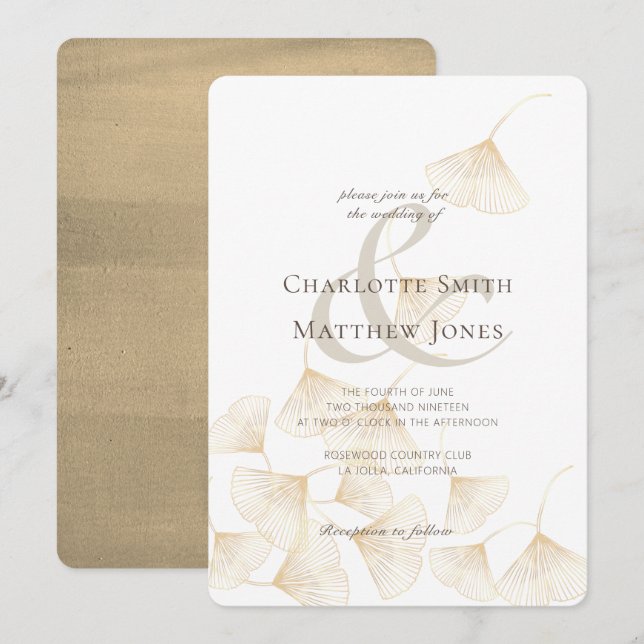 Invitación La caída del Ginkgo dorado deja una elegante boda (Anverso / Reverso)