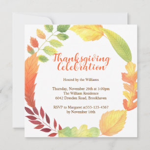 Invitación La caída del Naranja Wreath moderno deja el Día de