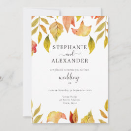 Invitación La caída del otoño deja el código QR Boda