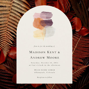Invitación La caída elegante deja al Boda de arte moderno de 
