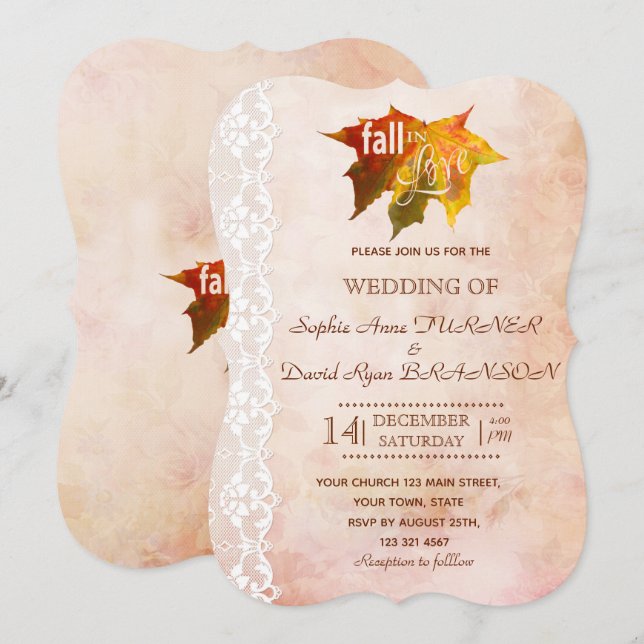 Invitación La caída romántica en el amor encaja Boda de papel (Anverso / Reverso)
