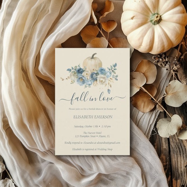 Invitación La calabaza azul de la marina cae en el amor ducha (Subido por el creador)