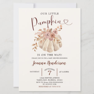 Invitación La Calabaza Blanca Floral De Boho Está En Camino D