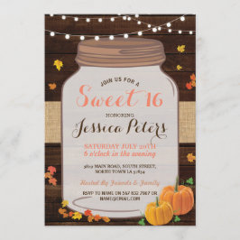 Invitación La calabaza de madera del tarro del fiesta rústico