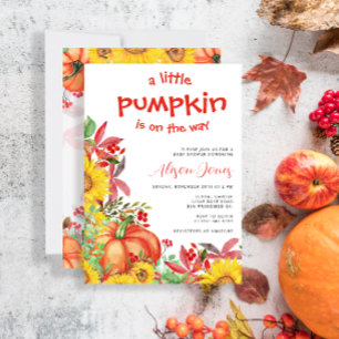 Invitación La calabaza está en camino a la ducha de bebé