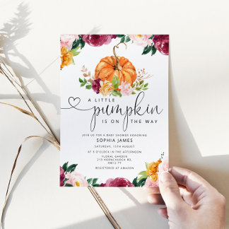 Invitación La calabaza está en camino a la ducha de bebé
