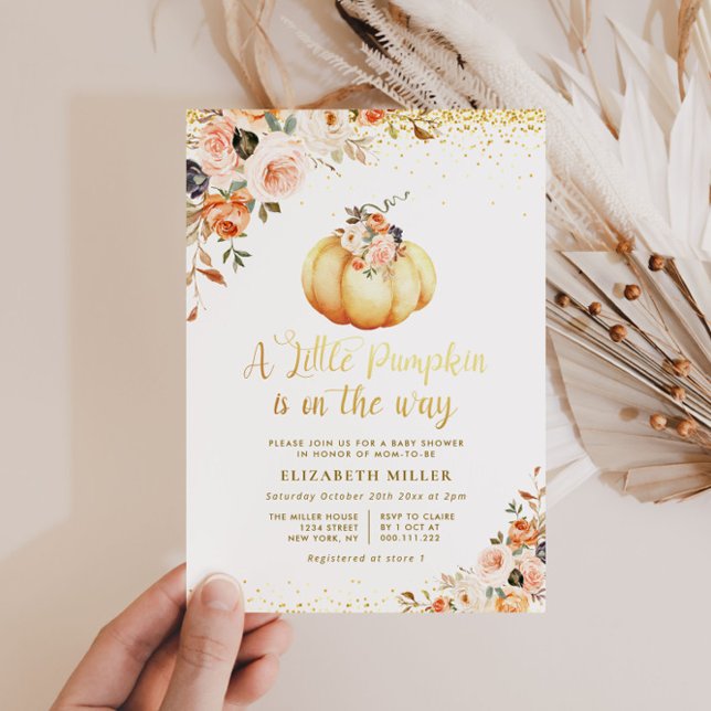 Invitación la calabaza está en camino de la ducha de bebé flo (Subido por el creador)