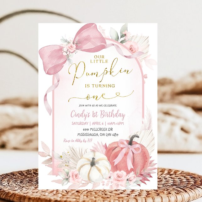 Invitación La Calabaza Floral Boho Pampass es el primer cumpl (Subido por el creador)