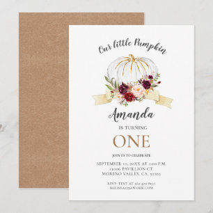 Invitación La calabaza floral cumple un cumpleaños