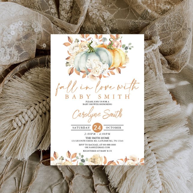 Invitación La calabaza floral de otoño se enamora Baby Shower (Subido por el creador)