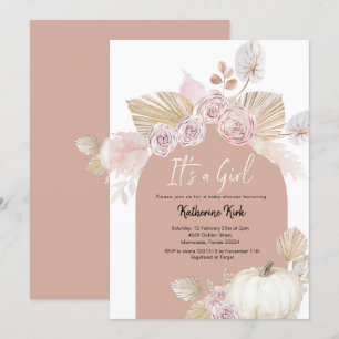 Invitación La calabaza moderna de Boho Arch es un Baby Shower
