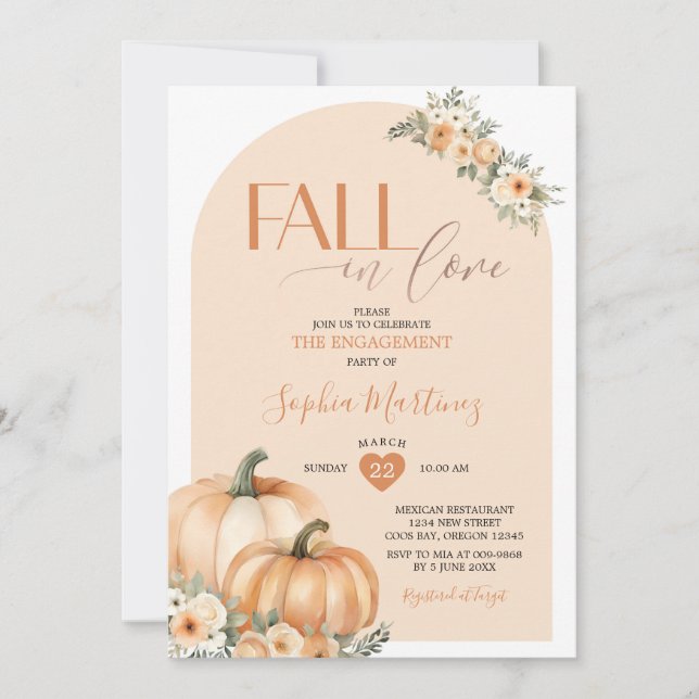 Invitación La Calabaza Naranja Boho Cae En El Partido Del Com (Anverso)