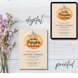 Invitación La calabaza pequeña está en camino a Baby Shower