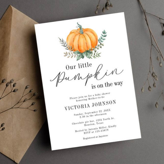 Invitación La calabaza pequeña está en camino a Baby Shower (Subido por el creador)
