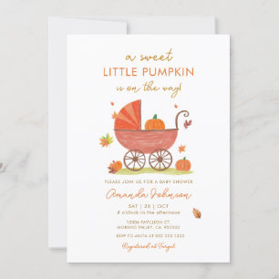 Invitación La calabaza pequeña está en camino a Baby Shower d