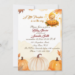 Invitación La calabaza pequeña está en camino al Baby Shower 