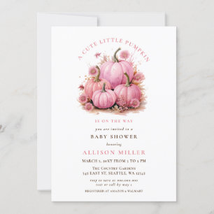 Invitación la calabaza pequeña está en camino de otoño Chica 