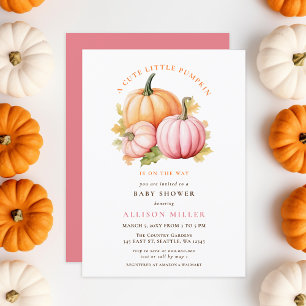 Invitación la calabaza pequeña está en camino de otoño Chica 