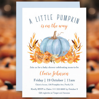 Invitación La Calabaza Pequeña Está En Camino Del Baby Shower