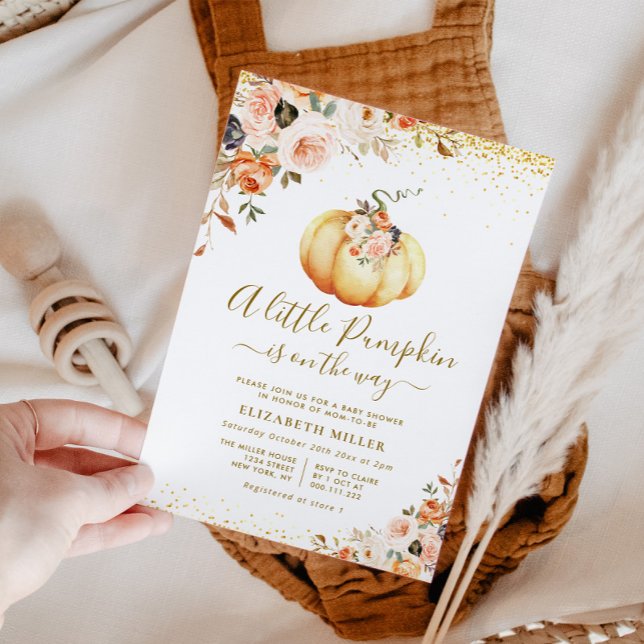 Invitación la calabaza pequeña está en camino floral (Subido por el creador)