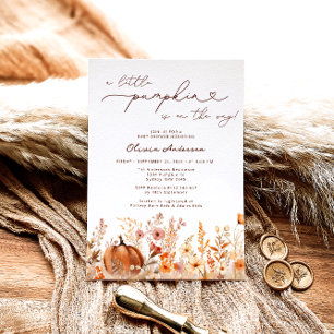 Invitación La calabaza pequeña está en la Baby Shower Way Mea