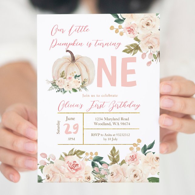 Invitación La calabaza rosa Rubor se vuelve un cumpleaños (Subido por el creador)