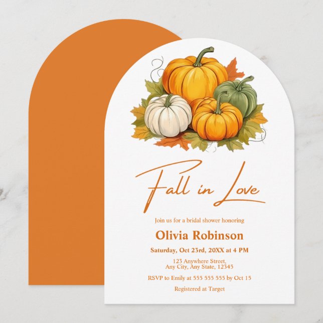 Invitación La calabaza rusa cae en el amor ducha de novia (Anverso / Reverso)