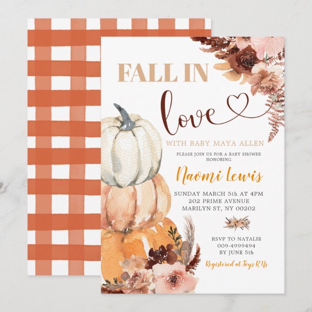 Invitación La Calabaza Rusa De Boho Se Enamoró De Baby Shower (Anverso / Reverso)