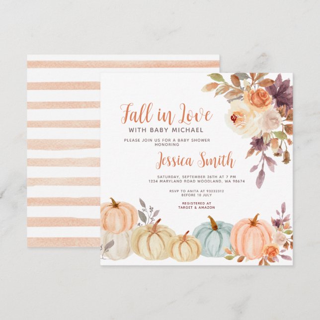 Invitación La calabaza rusa se enamora Baby Shower (Anverso / Reverso)