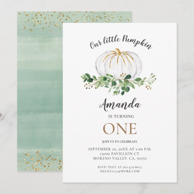 Invitación La calabaza se está volviendo un cumpleaños (Anverso / Reverso)