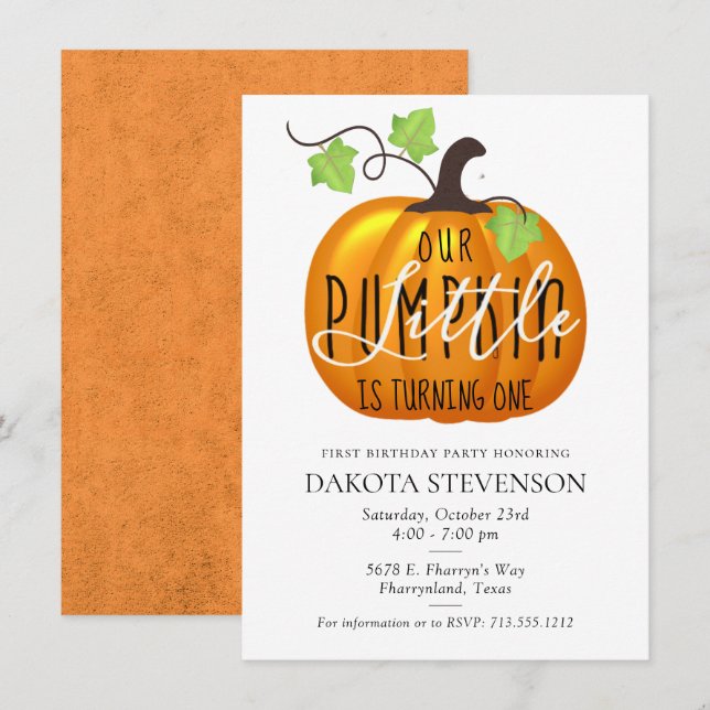 Invitación La calabaza se está volviendo una | Fiesta de cump (Anverso / Reverso)