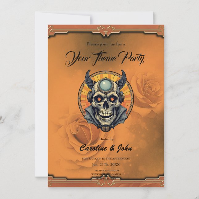 Invitación La calavera alada.  (Anverso)