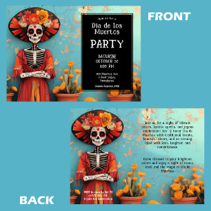 Invitación 💀 La Calavera en gorra con flores