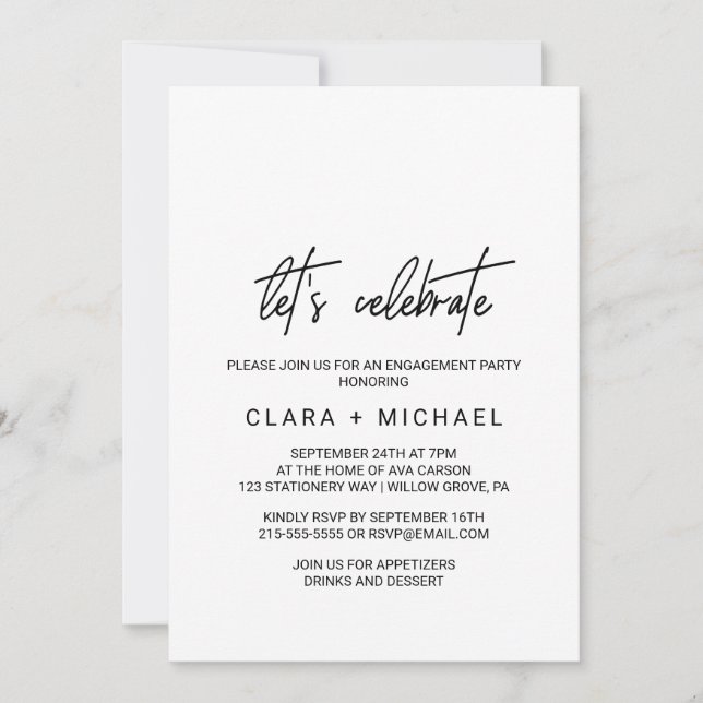 Invitación La caligrafía caprichosa celebremos (Anverso)