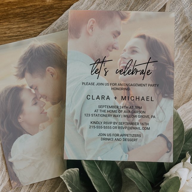Invitación La caligrafía caprichosa y la foto falsa celebremo (Subido por el creador)